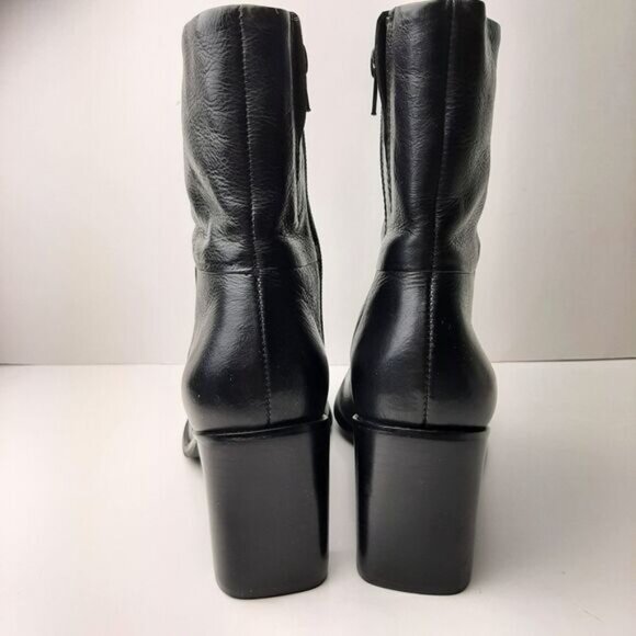 HUSH PUPPIES Waterproof Genuine Leather Square Toe Ankle Bootie Black Sz 5.5 M - Picture 5 of 14